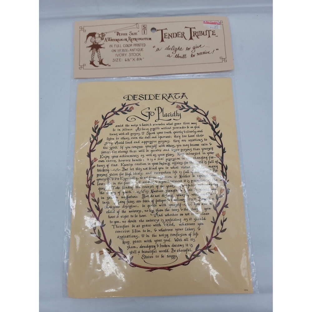 DESIDERATA Go Placidly Prayer Printed On Antique Ivory Stock